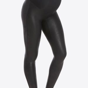 Spanx Mama Faux Leather Leggings Black size M maternity leggings